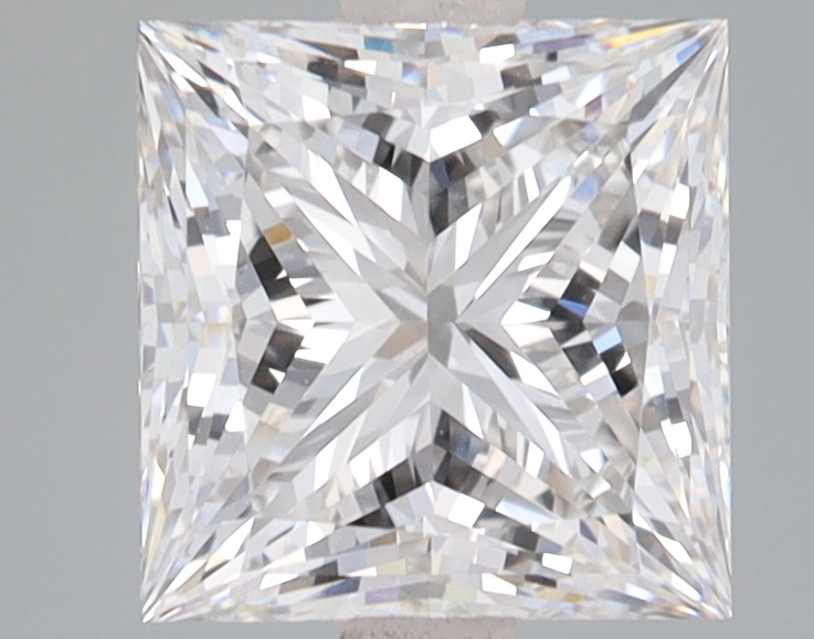 2.54-carat princess diamond with E color, null cut, and null clarity.