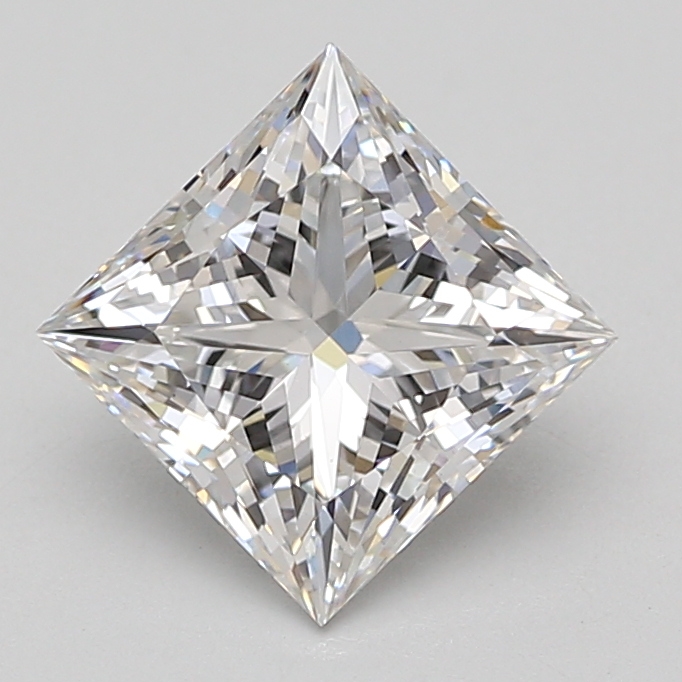 2.53-carat princess diamond with E color, null cut, and null clarity.