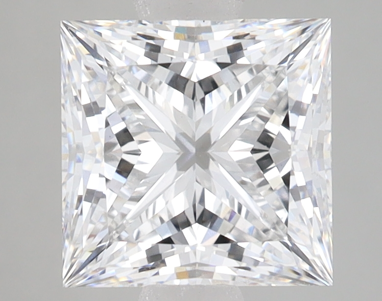 2.67-carat princess diamond with E color, null cut, and null clarity.