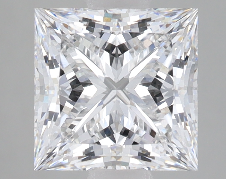 2.59-carat princess diamond with E color, null cut, and null clarity.