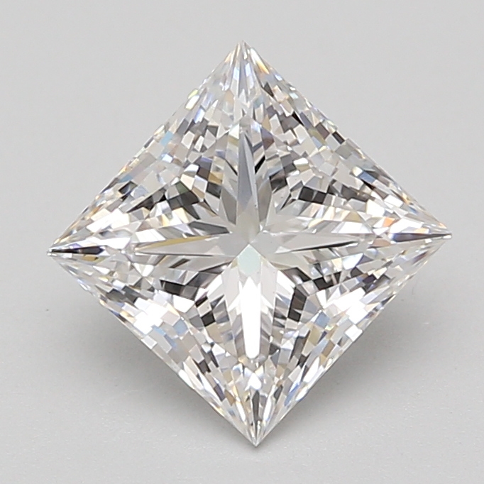 2.52-carat princess diamond with E color, null cut, and null clarity.