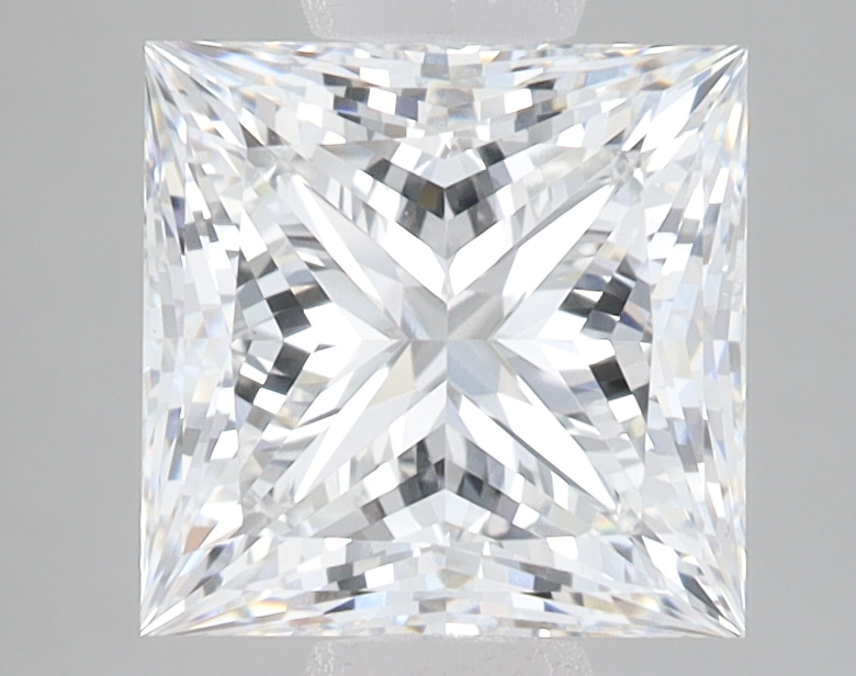 2.61-carat princess diamond with E color, null cut, and null clarity.