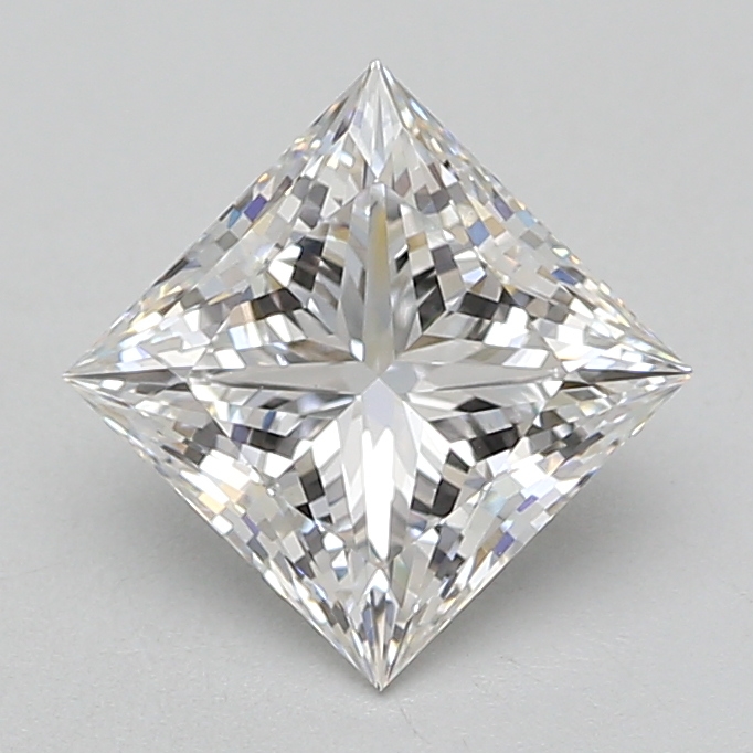 2.45-carat princess diamond with E color, null cut, and null clarity.