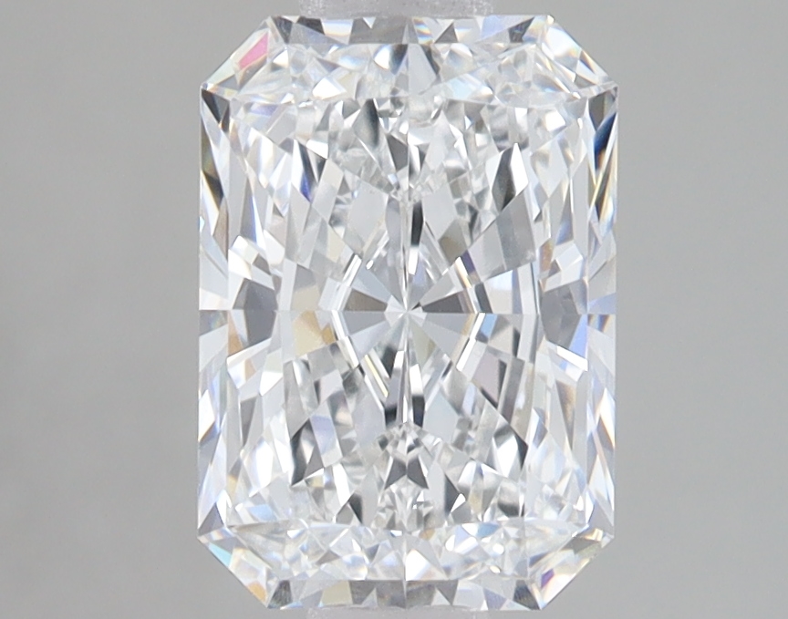 2.05-carat radiant diamond with F color, null cut, and VVS2 clarity.