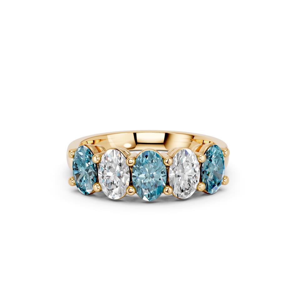 Blue & White Lab Diamond Five-Stone Oval Band (2 ct. tw.)
