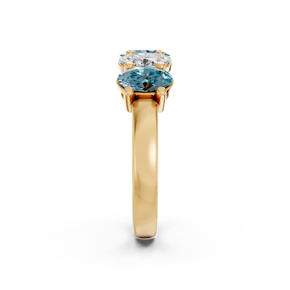 Blue & White Lab Diamond Five-Stone Oval Band (2 ct. tw.)